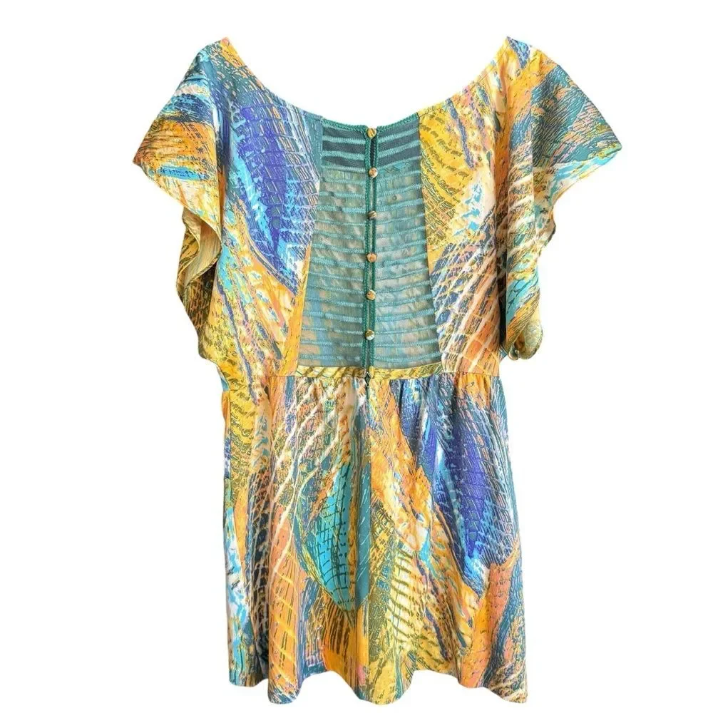 Free People Multicolor Boho Abstract Minidress/Tunic w/ Pockets Size 10